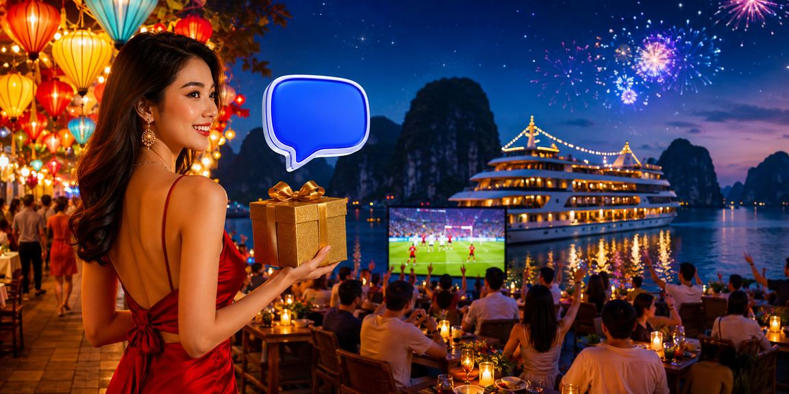 Khung cảnh vịnh Hạ Long về đêm gợi nhớ không khí sôi động của nền tảng giải trí 79kng