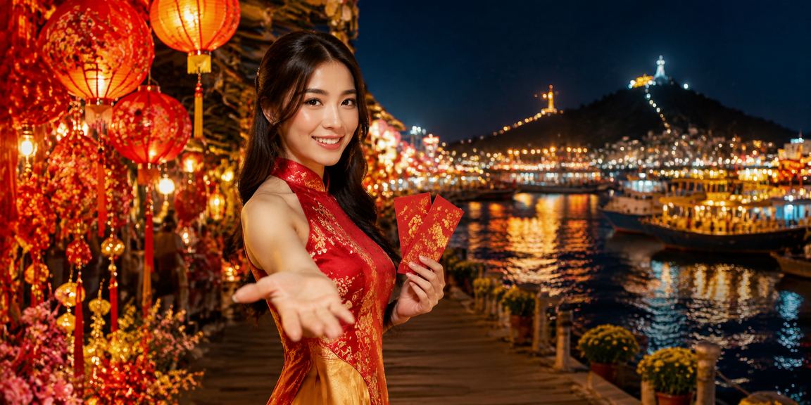 Người chơi tại Vũng Tàu nhận phong bì đỏ bonus trong không khí chợ đêm ven biển sôi động